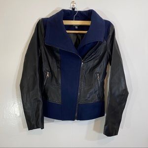 Siena Studio Black Navy Mixed Media MOTO Jacket